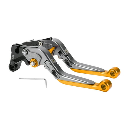 Short Long Brake Clutch Levers for Yamaha MT-07 2014-2022 Adjustable Motorcycle Handlebar Brake Lever Aluminum Alloy Titanium Handle Gold Tone End