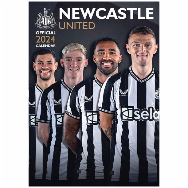 Newcastle United FC - Calendario de Pared A3 2024 (Negro, Blanco)