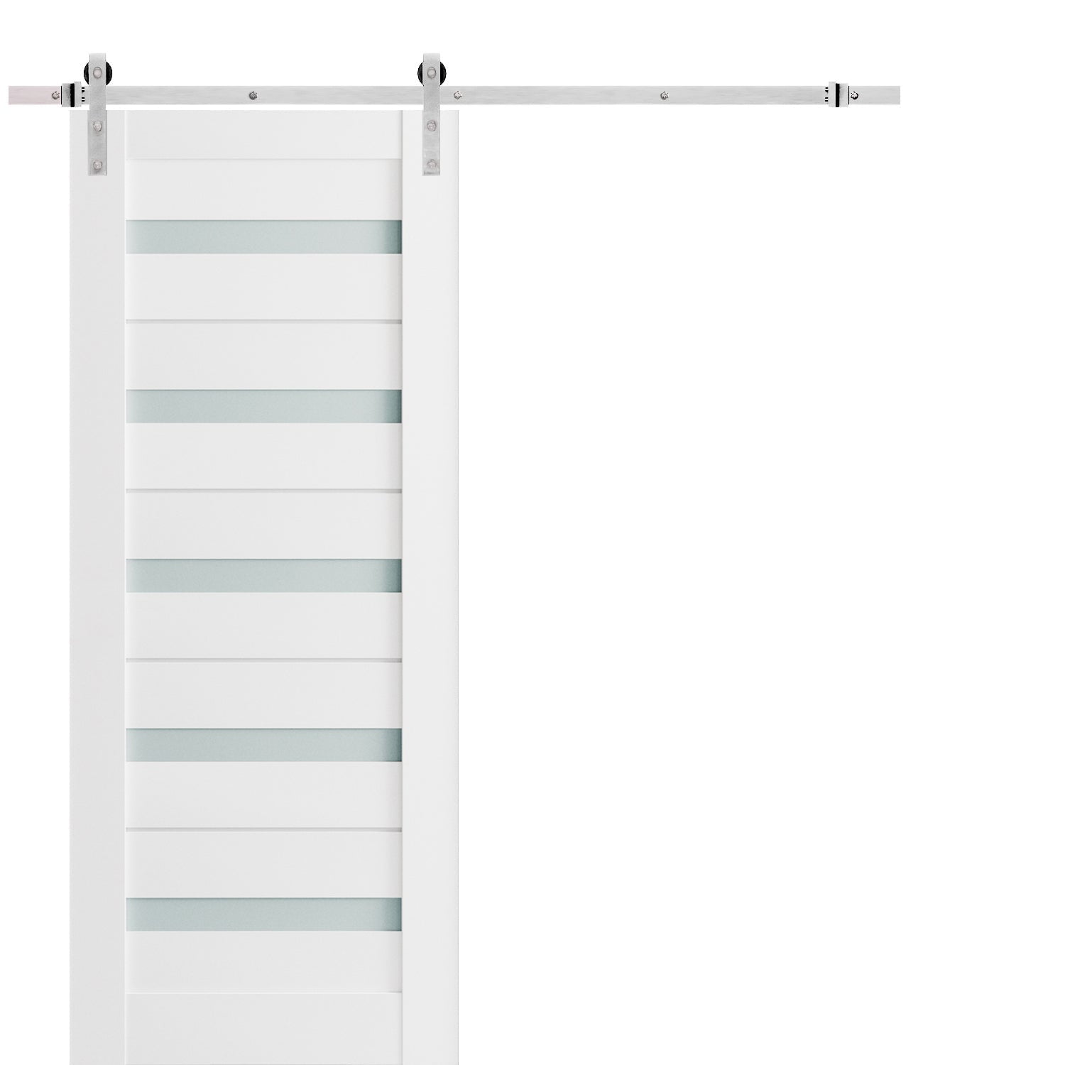 Sturdy Barn Door Frosted Glass with Hardware Quadro 4445 White Silk