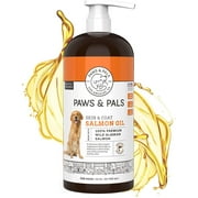 Paws & Pals Wild Alaskan Salmon Oil for Dogs & Cats - 100% Pure Fish Oil Liquid Food w/Omega 3 & Natural EPA + DHA - Skin Coat Dog Shedding Supplements Joints, Immune System & Heart Function