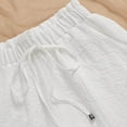thumbnail image 5 of ClodeEU Womens Linen Drawstring Shorts ,Cut-Out Casual Pants with Pocket White,Womens Plus XL, 5 of 7