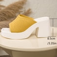 thumbnail image 6 of Heels for Women Mesh Band Squared Open Toe Platform Sandals Block Heel Slip on Mules Summer Casual Slides Yellow Size 9, 6 of 8