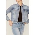 thumbnail image 3 of Cleo + Wolf Women's Wilshire Cropped Oversized Denim Jacket Light Wash X-Large, 3 of 5