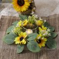 thumbnail image 4 of Sunflower Candle Wreath 10", Candle Ring Wreath, Artificial Wreath for Table Centerpiece, Yellow Wall Window Decor, 4 of 7