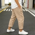 thumbnail image 7 of IFNWSV Boys Pants Solid Color Cotton Linen Breathable Elastic Waistband Comfortable Loose Casual Trousers Khaki 14-15 Years, 7 of 7