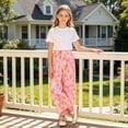 thumbnail image 5 of Girls Wide Leg Pants Gradient Heart Print Elastic Waist Loose Fit Cotton Culottes Casual Summer Trousers for Girls, Pink, Sizes 4-5, 5 of 7