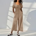 thumbnail image 3 of Combinaison pour Femmes, Col Carré Manches Courtes Imprimée Jambe Grand Tenue Décontractée d'Été, Noir TG, 3 of 7