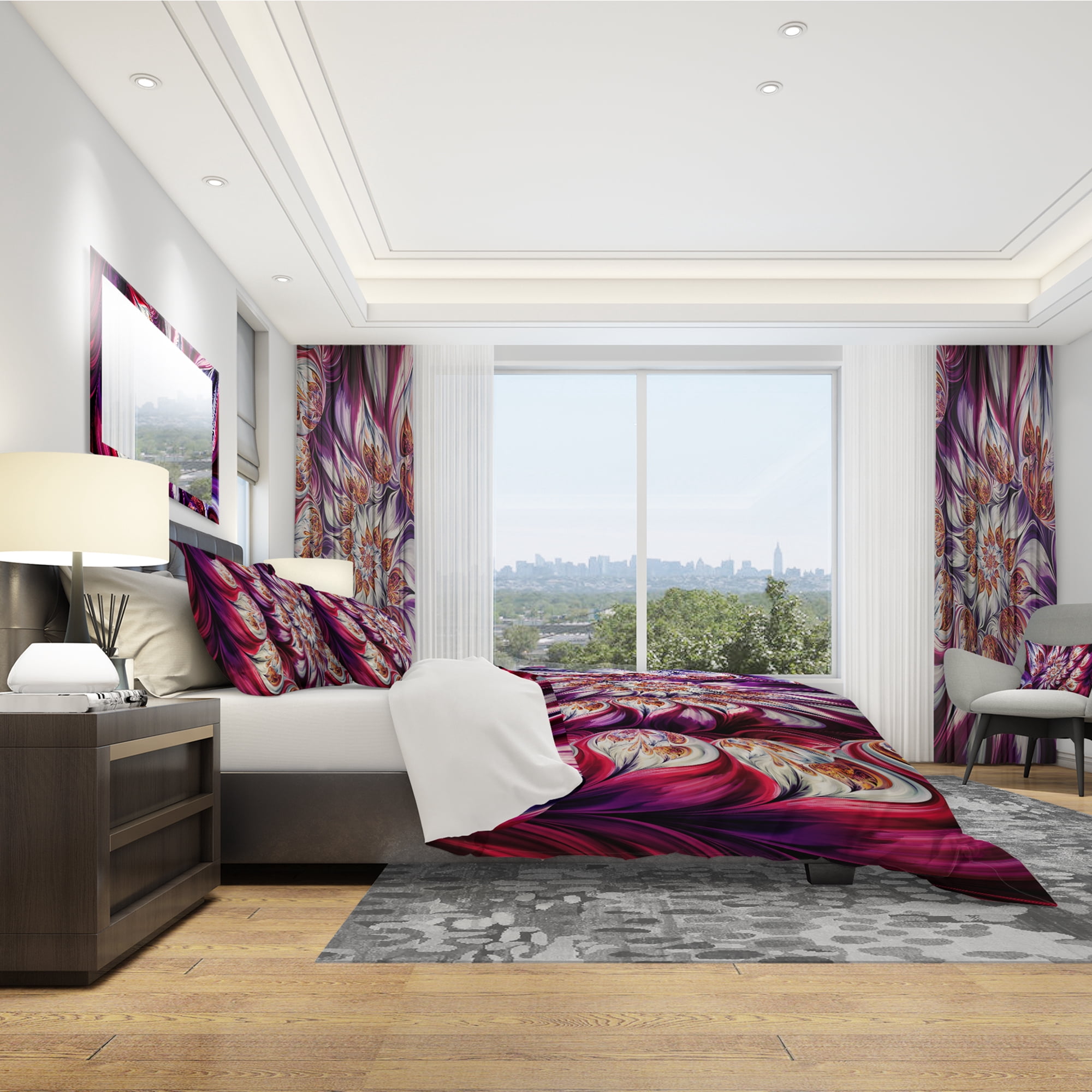 Designart 'Lavender Floral Pyramid' Modern & Contemporary Duvet Cover Set