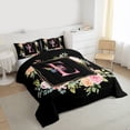 thumbnail image 3 of Homewish Cartoon Letter E Queen Comforter Set for Teen, Romantic Pink Rose Flower Bedding Sets, Dreamy Butterfly Reversible Bedding Comforter Set, Luxury Bedroom Decor, 3pcs, 3 of 8