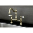 thumbnail image 2 of Kingston Brass KS1172PL Heritage Bridge Kitchen Faucet, Polished Brass, 2 of 3