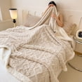 thumbnail image 5 of ROSEKIND Luxury Diamond Jacquard Sherpa Throw Blanket, Ultra Soft Reversible Fleece Bed Blanket for Couch & Sofa, Warm & Decorative, 30"x40", Ivory Cream, 5 of 8