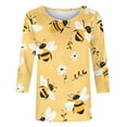 thumbnail image 5 of SOOMLON Womens 3/4 Sleeve Shirts Plus Size Tunic Bee Festival Tops Casual Crewneck Shirts Funny Honey Bee Graphic T Shirts 2025 Trendy Spring Summer Ladies Tops Loose Fit Outfits Pullover Yellow XL, 5 of 5