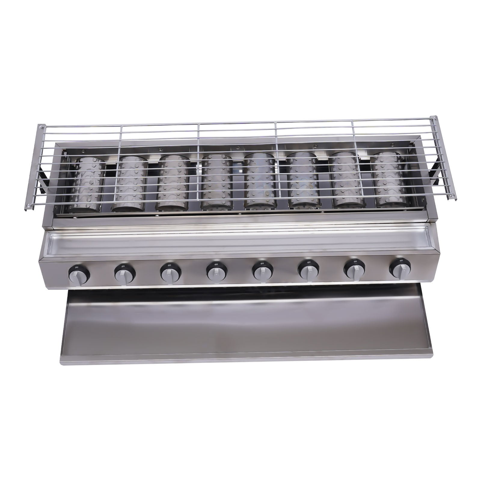 Gas Grill BBQ Gas Grills 8 Burner BBQ Grill Outdoor Party Cooker Stainless Steel Barbecue Grill Commercial Gas Grill Burners Cooker Smokeless for Camping Picnics