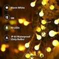 thumbnail image 3 of Guirnalda de luces, 7M 50 LED Guirnalda de luces esféricas, 8 modos IP65 Guirnalda de luces impermeables Decoración para exteriores e interiores para Navidad, bodas, cumpleaños, hogar,, 3 of 5