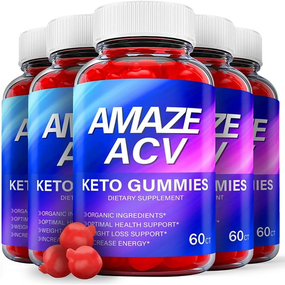 (5 Pack) Amaze Keto ACV Gummies - Supplement for Weight Loss - Energy & Focus Boosting Dietary Supplements for Weight Management & Metabolism - Fat Burn - 300 Gummies