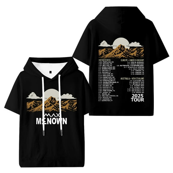Max McNown Tour 2025 Hooded Tshirt Fashion Short Sleeve Hoody Hip Hop Pullover Tees