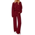 thumbnail image 1 of Conjunto Deportivo PRETTYGARDEN Rojo Vino 2 Piezas Sudadera y Pantalón Ancho M, 1 of 8