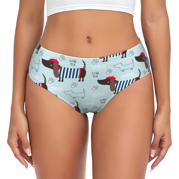 Balery Dachshund Dog Puppy Ropa Interior de Algodón para Mujer con Dibujo – Braguitas Cómodas y Elásticas, Estilo Clásico-4X-Large