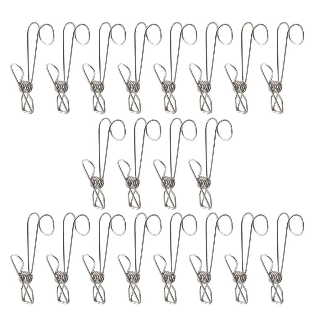 20 Pcs Stainless Steel Clothes Clips Multipurpose Windproof Clothespin