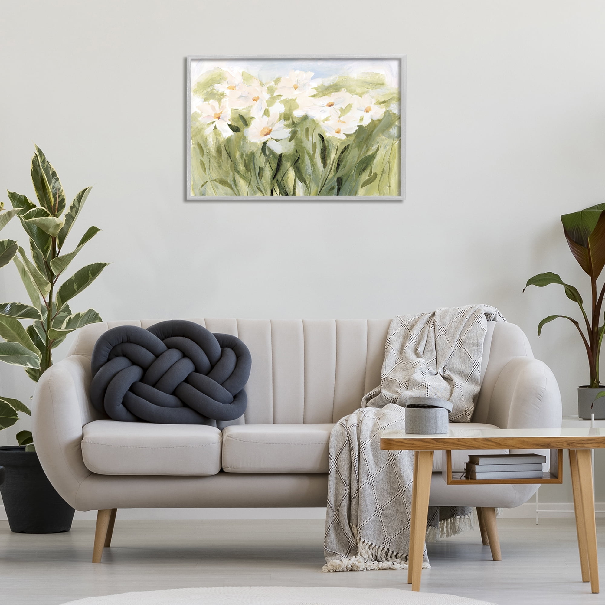 Stupell Industries Daisy Meadow View Botanical & Floral Painting Gray Framed Art Print Wall Art, 30 x 20