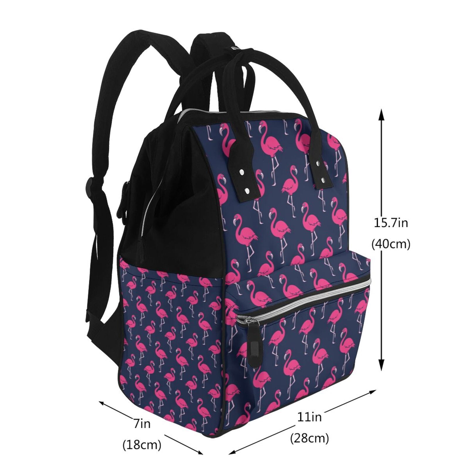 Ratiio Cute Flamingo Mummy Backpack - Waterproof Twill Canvas, Large Capacity Diaper Bag with Multiple Pockets and Adjustable Straps