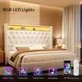 thumbnail image 6 of Merluxy LED King Bed Frame,Charging Station and Storage Upholstered Headboard/Velvet/Cream, 6 of 7