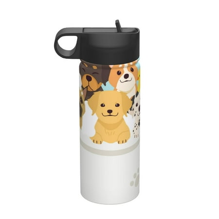 

Goofa Cute Dog In Bathtub for Insulated Kettle 18oz Water Bottle Insulated Tumbler with Handle & Flip Straw - Fits in Cup Holder Leak Resistant Tumbler