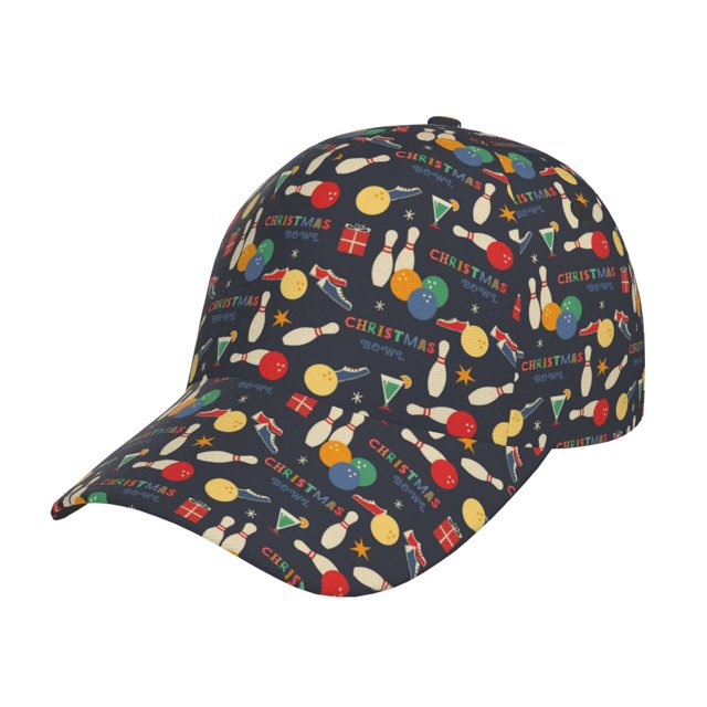 Fotbe Christmas Holiday Bowling Gorro Clásico de Béisbol, Gorra Ajustable con Broche Snapback, Gorro de Exterior de Algodón Suave