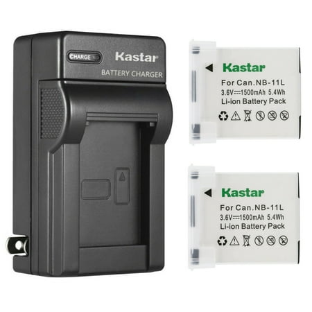 Kastar 2-Pack Battery and AC Wall Charger Compatible with Canon NB-11L NB11L NB-11LH NB11LH Battery Canon CB-2LD CB-2LDE CB-2LF CB-2LFE Charger