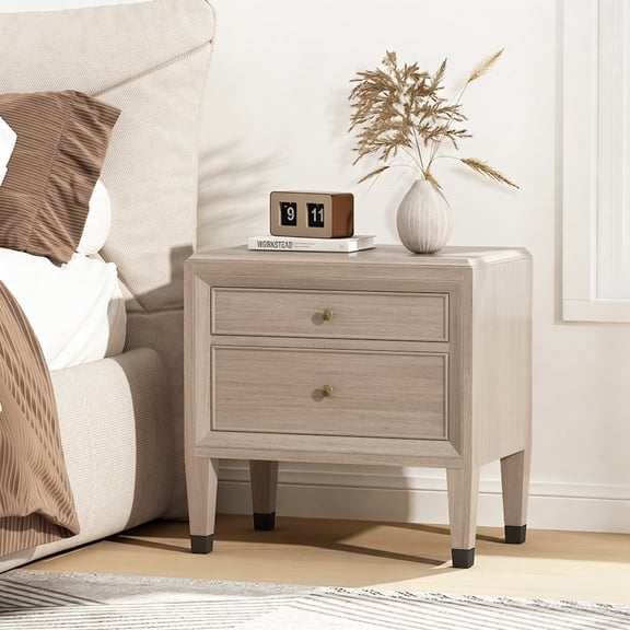 Christopher Knight Home 23.6" Classic Nightstand, Accent Bedside Table with 2 Drawers, Weathered Gray