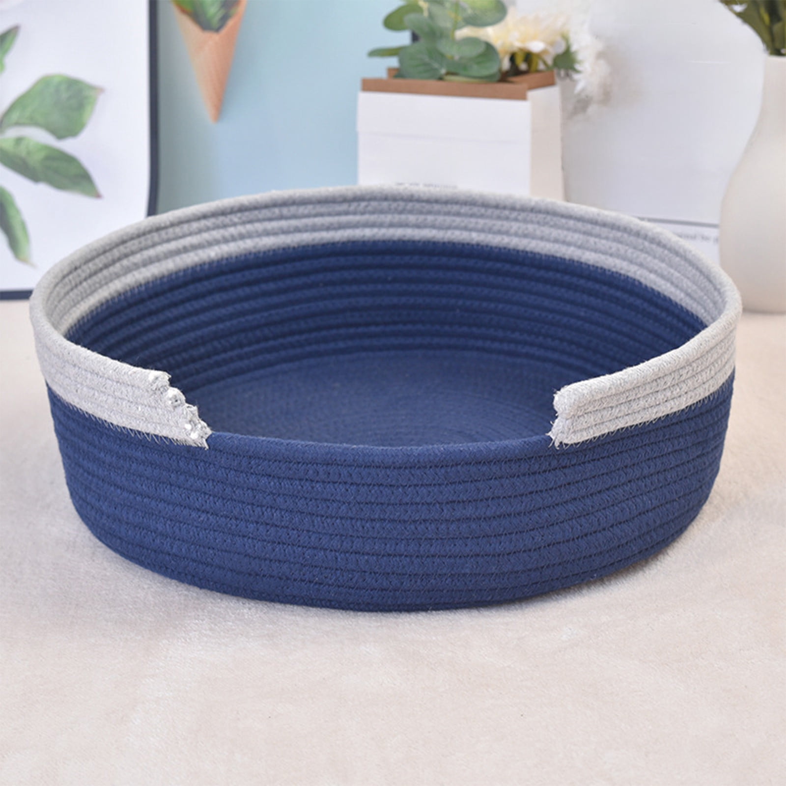 Gnmfd Cats and Dog Nests Small Pet Round Rope Bed Hand Woven Extra Large Cozy Space, Soft Comfortable Durable, Stuffed Animal Storage, Wear and Scratch Resistant, Summer Home Pet Decor