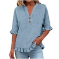 thumbnail image 4 of Womens Clothes Shorts Kelon Womens Blouses Short Sleeve Shirts V Neck Linen Cotton Business Casual Blouses 2026 Summer Tops Business Causal Dressy Work Top, 3XL, 4 of 6