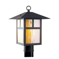 10 inch 1 Light Bronze Outdoor Post Lantern Pendant Lighting Fixture with Iridescent Tiffany Glass Shade backed with Hand Crafted Solid Brass material for patio, front porch, entryway and more