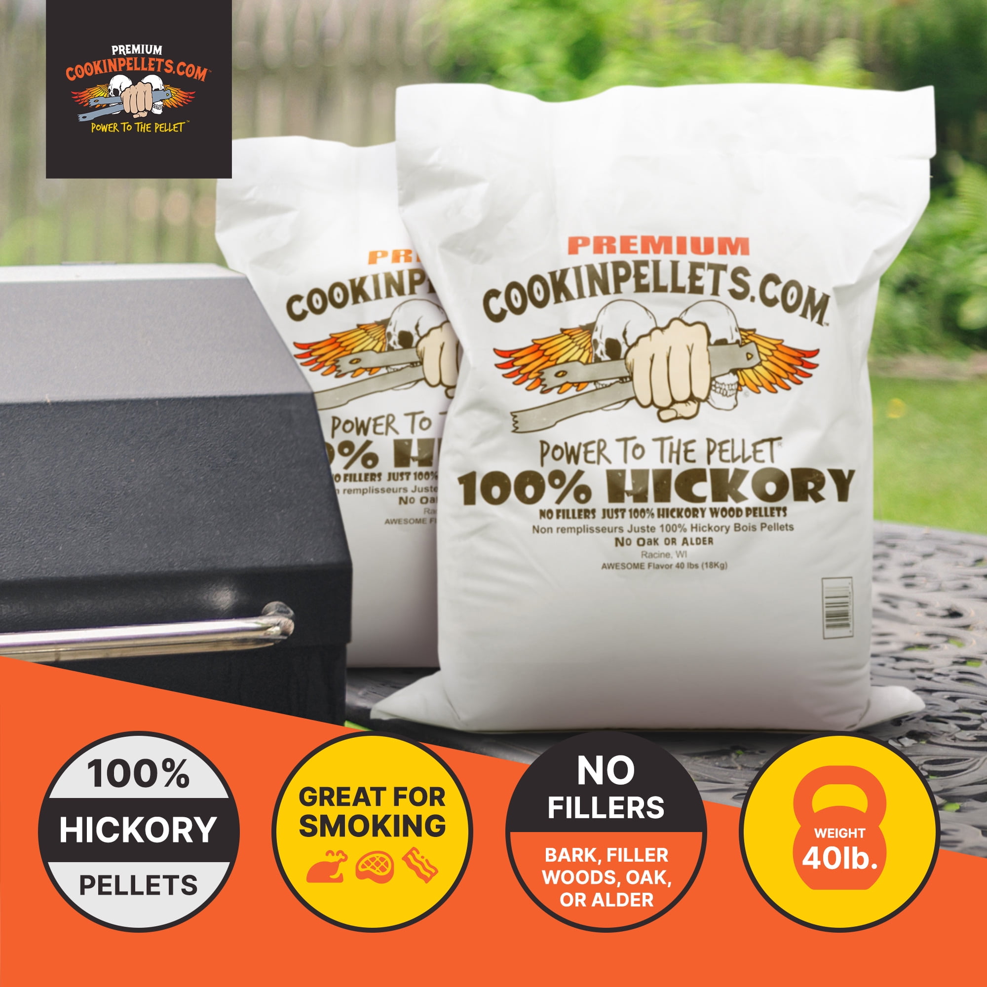 CookinPellets Premium Hickory Grill Smoker Smoking Wood Pellets 40 Lb Bag