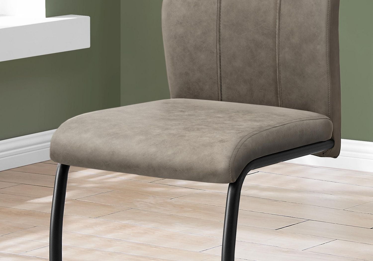 Monarch Specialties Dining Chair, Set Of 2, Side, Upholstered, Kitchen, Dining Room, Fabric, Metal, Beige, Black, Contemporary, Modern