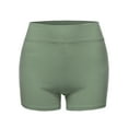 thumbnail image 2 of A2Y Women's Basic Solid Premium Cotton High Rise Bike Shorts Light Olive 1XL, 2 of 6
