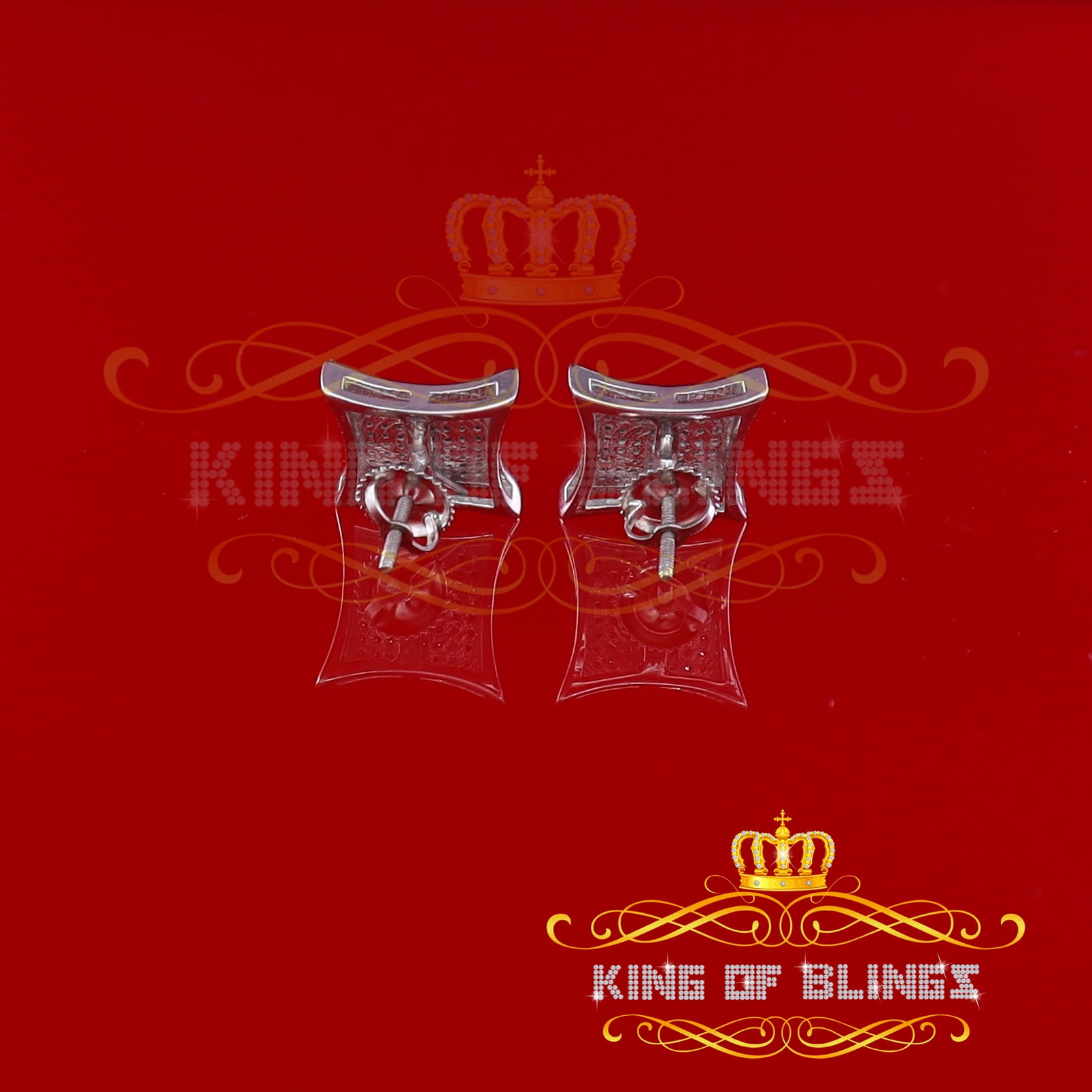 King of Bling's 925 Sterling Silver 0.33ct Diamond Stud For Women's/Men's White Kite Earrings
