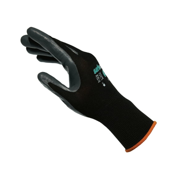SAFEDENN 13G Nylon Safety Gloves, Touchscreen Compatible, Non-Slip & Abrasion-Resistant, Smooth Nitrile Coating, Ideal for Gardening, Woodworking & Mechanical Use