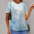 thumbnail image 6 of Marble Blue Greene Purple And Gold Stripes Women's T-Shirt Short Sleeve T Shirts Tops Tee Ladies Loose T, 6 of 6
