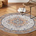 thumbnail image 3 of LOKHOM Bohemian Round Area Rugs 4Ft Washable Non Slip Round Rug for Living Room, Bedroom, Orange, 3 of 7