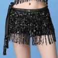 thumbnail image 2 of IROINNID Mini Elastic Waist Skirt For Women Sexy Hip Scarf Sequined Tassel Waist Scarf Belly Dance Solid Color Skirt, 2 of 7
