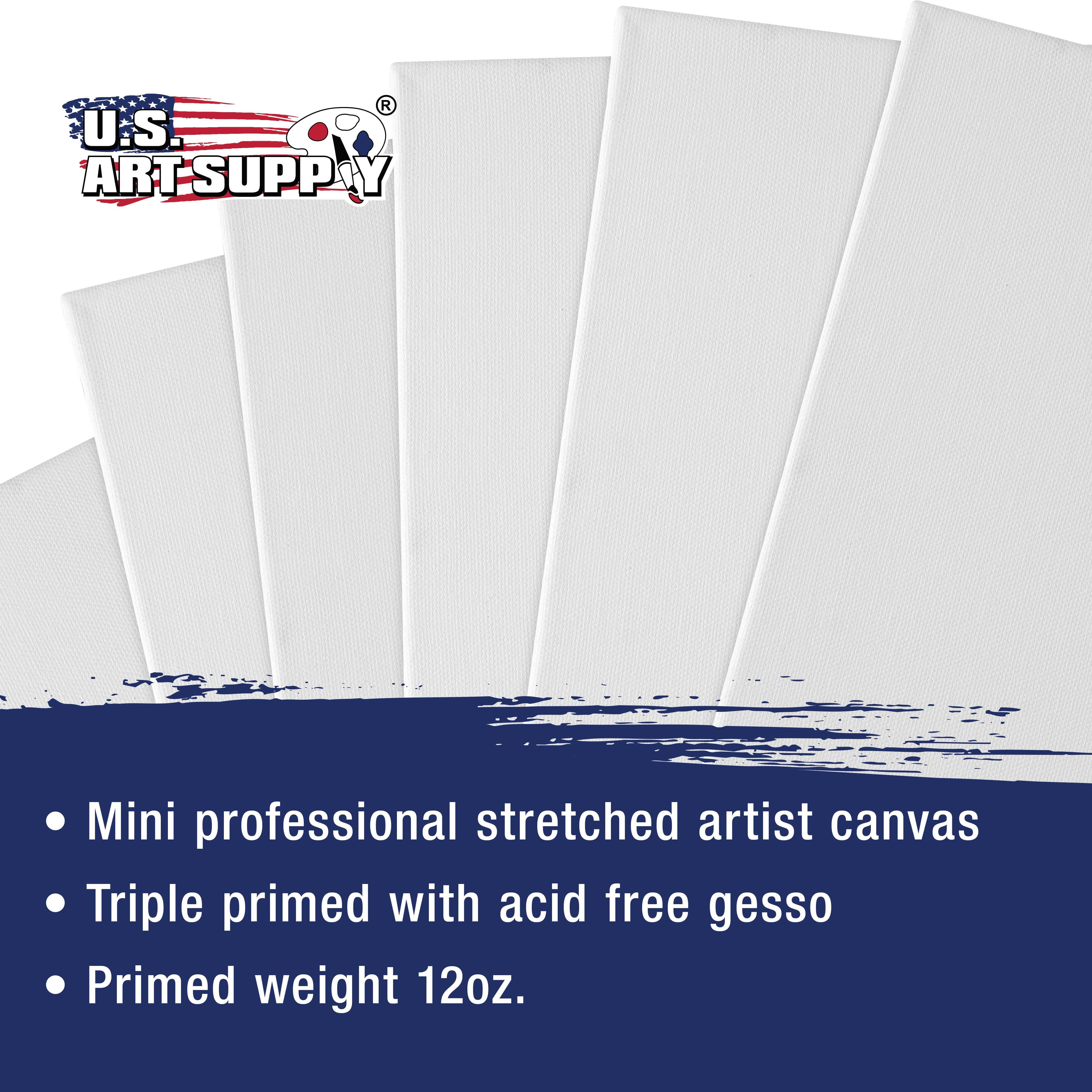 U.S. Art Supply 4" x 4" Mini Professional Primed Stretched Canvas (1-Pack of 24-Mini Canvases)