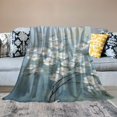 thumbnail image 2 of PRATYUS White Flowers Flannel Throw Blanket for Sofa Couch, Cozy Travel Outdoor Blanket, All Seasons Desk Chair Bed Blanket, Lightweight Anti-Wrinkle Velvet Texture, Perfect Gift 50x60in, 2 of 6