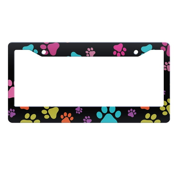 WIRESTER 6" x 12" Auto Drive License Plate Frame Cover, Multicolor Paws Dog