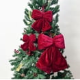 thumbnail image 5 of Oversized Red Velvet Christmas Bow, 12-Inch Large Festive Decoration for Tree Topper, Gift Wrapping, Mantel & Wedding Decor,A, 5 of 8