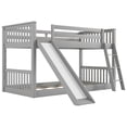 thumbnail image 6 of Harper & Bright Designs Twin over Twin Low Bunk Bed with Slide, Solid Wood Bunk Beds Frame with Ladder for Bedroom, Gray, 6 of 10