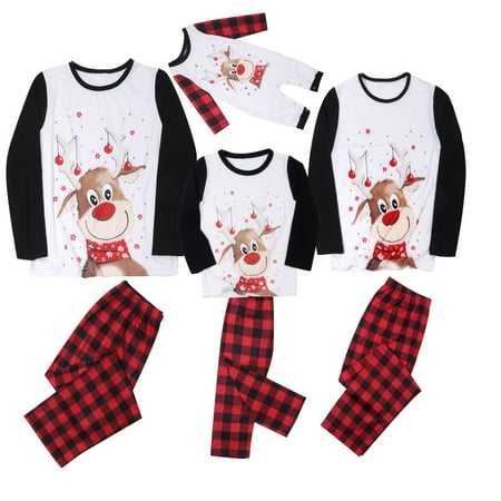 

Deals of the Day Tarmeek Family Matching Christmas Pajamas Set for Mom Dad Kids Baby Long Sleeve Xmas Elk Printed Tops and Plaid Pants Sleepwear Nightwear Set for Christmas Pajamas Party