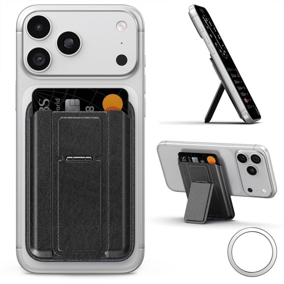 for Magsafe Wallet, 4 Card Holder with Stand, RFID Blocking with Magnetic Ring, Lightweight Slim Leather for Magsafe Walllet for iPhone 17/16/15/14/13/12, Not for iphone Mini Series