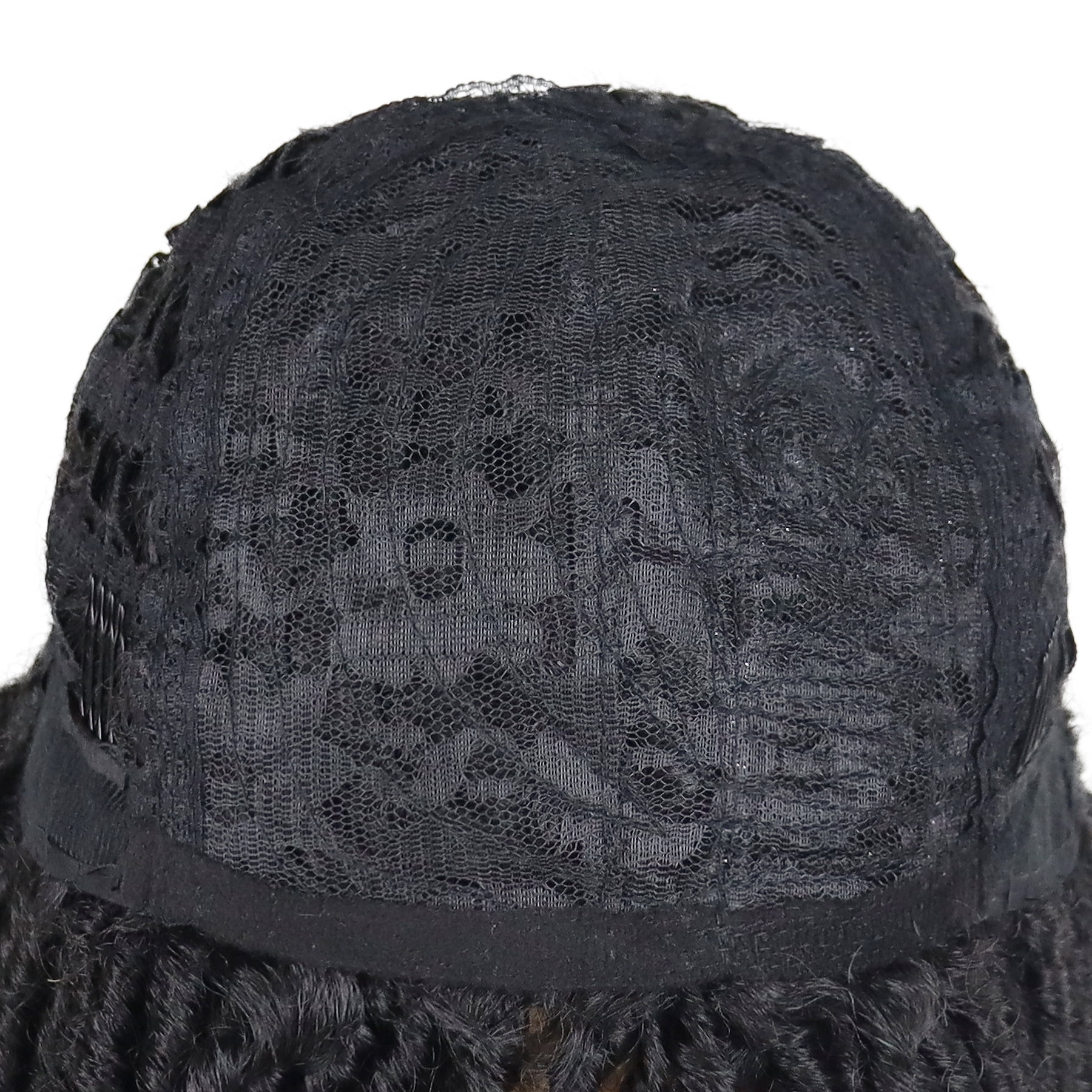 1B Black Curly Wigs Short Dreadlocks Wig for Men Braided Wig with Bangs