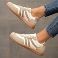 thumbnail image 3 of HEWUQI Women's Lace up Fashion Sneakers Trendy Stripe Athletic Walking Shoes Cushioned Insoles Shoes for All Day Wear White Size 6.5, 3 of 7